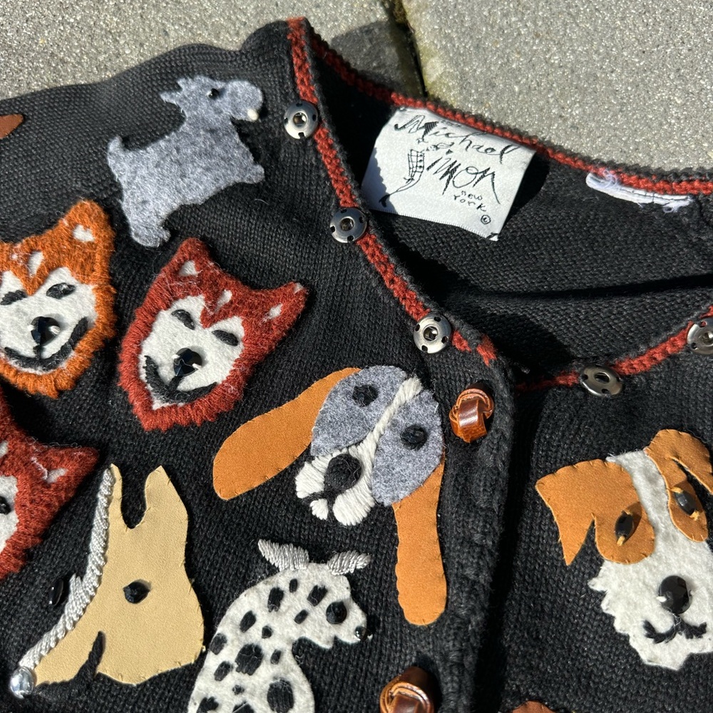 Michael Simon Vintage 1990s Dog Cardigan - Picture 7 of 15